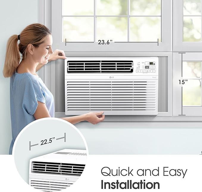 LG 12,000 BTU Smart Window Air Conditioner, 115V, AC Window Unit for Rooms up to 550 Sq. Ft., Perfect for Kitchen or Living Room, Phone & Voice Control, Works with LG ThinQ, Amazon Alexa, Hey Google