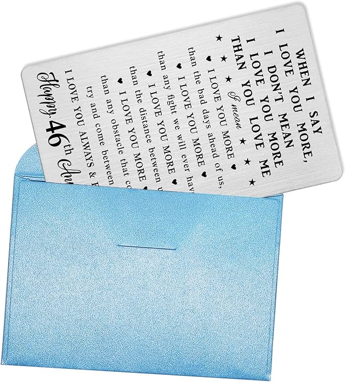 CPLJW 46 Year Anniversary Card Gifts for Him Her - Steel Card Gifts for Men - 46th Wedding Anniversary Wallet Card Gifts
