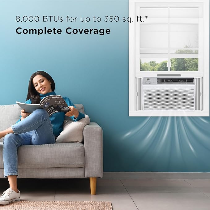 TCL H8W35W 8,000 8000 BTU Smart Window Air Conditioner, Fan & Dehumidifier, 350 Sq. Ft, Remote Control, Compatible with Alexa/Google Assistant, White