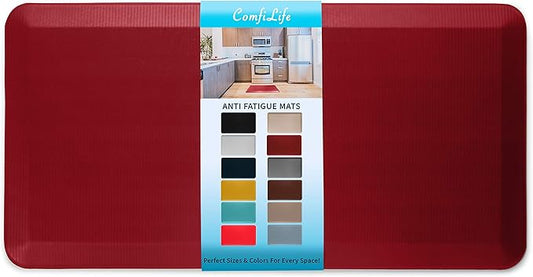 ComfiLife Anti Fatigue Floor Mat – 3/4 Inch Thick Kitchen Mats for Floor, Standing Desk Mat, Kitchen Rug – Comfort at Home, Office – Durable – Stain Resistant – Non-Slip Bottom (24" x 70", Red)