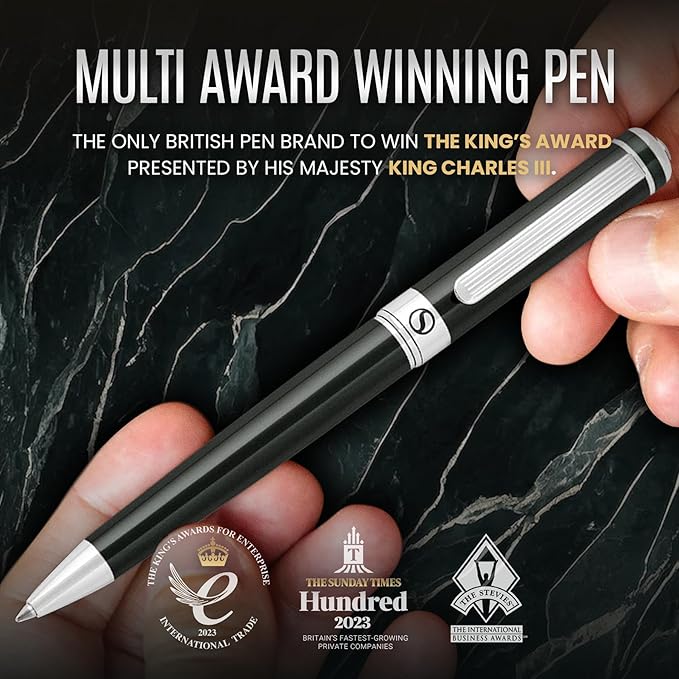 Scriveiner Black Green Ballpoint Pen - Black Green Luxury Pen, Chrome Finish, Schmidt Black Refill, Best Ball Pen Gift Set for Men & Women, Professional Executive Office, Nice Designer Pen