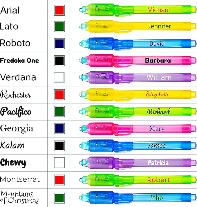 Personalized Invisible Disappearing Ink Pen Marker Pack, Custom Secret Spy Message Writer with UV Light, Fun for Kids Party Favors Gifts and Stock Stuffers, 24 Pack, Assorted