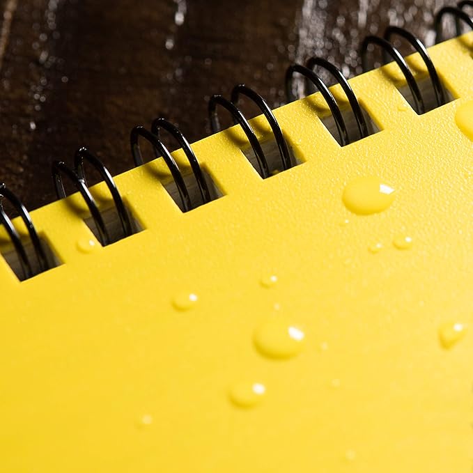 Rite in the Rain Weatherproof Side Spiral Notebook, 4.625" x 7", Yellow Cover, Journal Pattern, 3 Pack (No. 393L3)