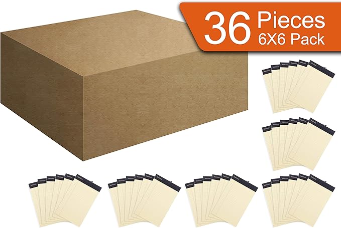 Mintra Office Legal Pads, ((xPremium, 5in x 8in, Narrow (Canary), 36pk (6-6pks)), Narrow Ruled, 50 Sheets per Notepad, Micro perforated Writing Pad, Notebook Paper for School, College, Office, Work