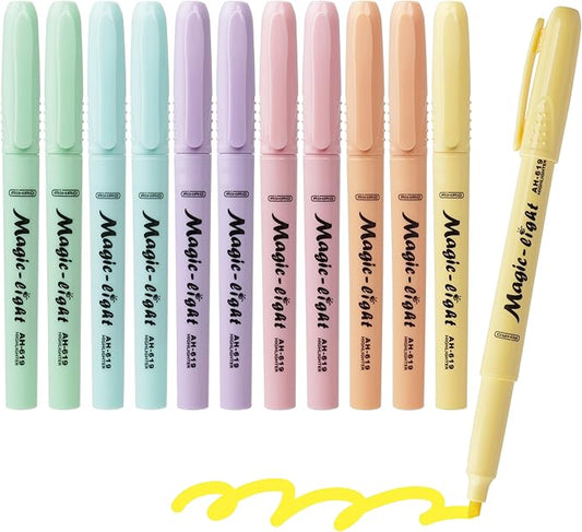 AIHAO Pastel Highlighters, Assorted Color, Chisel Tip Marker Pen, 12Pack, No Bleed, Aesthetic Cute Highlighter, Ideal for School Office Supplies.
