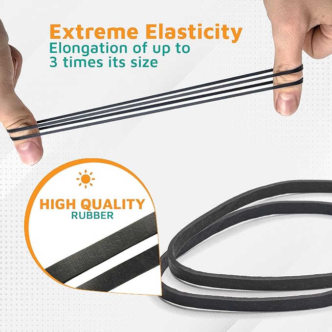 Plastic Mill Rubber Bands Thick Size #33 | Black Durable RubberBands 100 /pack | 3 1/2 x 1/8" Multi-Purpose wide | Elastics large Long Rubber for Office Supply, File Folders, box, Books, gifts, Notebook|