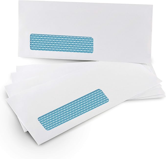 Aimoh 250#10 Single Left Window SELF Seal Security Envelopes - Super Strong Quick-Seal Self Sealing Closure, Security Tinted, Size 4-1/8 x 9-1/2 Inches, 24 LB - 250 Count (35210)