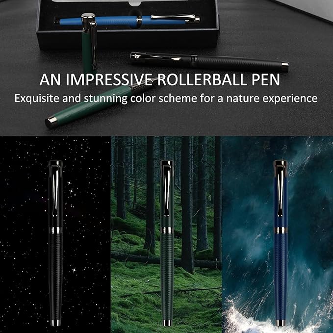 Liquid Ink Rollerball Pens - Fine Line Nice pen, Writing Pens for Journal and Office Supplies, Fancy Pen Gift Box for Father's Day or Mother's Day And Other Festivals(Green)