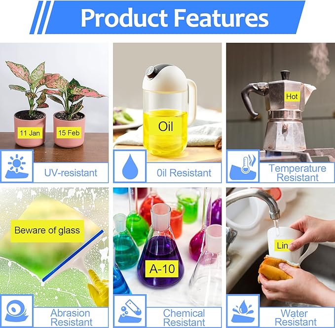 6PK Compatible for Brother P-Touch Label Maker Tape TZe-631 TZ-631 TZe631 TZ631 Black on Yellow 12mm 1/2 inch 0.47'' x 26.2ft Laminated TZe TZ Label Tape for PT-H300LI P700 P710BT P750W