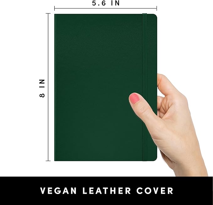PAPERAGE Lined Journal Notebook, (Dark Green), 160 Pages, Medium 5.6 in x 8 in - 100 GSM Thick Paper – Hardcover Journaling Notebook for Work, School & Note Taking