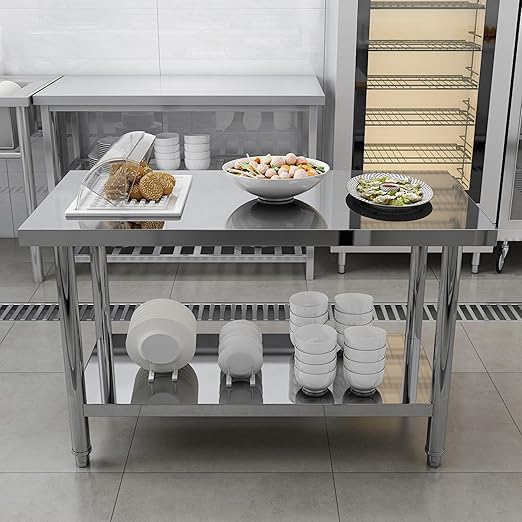 NSF Stainless Steel Table for Prep & Work 24 x 60 Inches Commercial Heavy Duty Food Prep Worktable with Undershelf for Restaurant, Home and Hotel Christmas Preparation Table