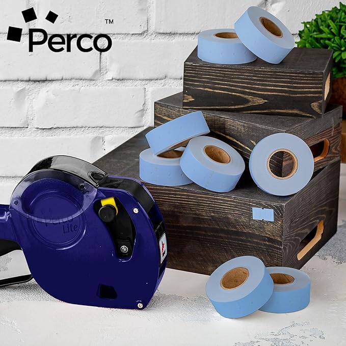 Perco 1 Line Blue Labels - 32 Rolls, 4 Sleeves, 32,000 Blank Price and Date Gun Labels for Perco 1 Line Price and Date Guns - Made in USA