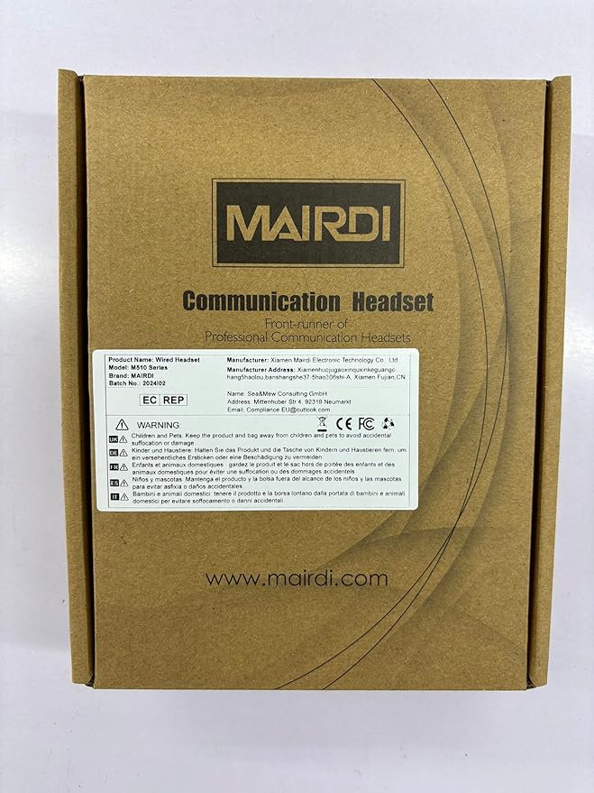 MAIRDI Call Center Headset with Microphone Noise Canceling, Office Phone Headset with RJ9 Jack & 3.5mm Connector for Landline Deskphone Cell Phone PC Laptop, for Mitel Aastra Toshiba NEC Shoretel