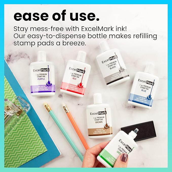 ExcelMark Premium Self-Inking Stamp Refill Ink - 1 oz. (Red)