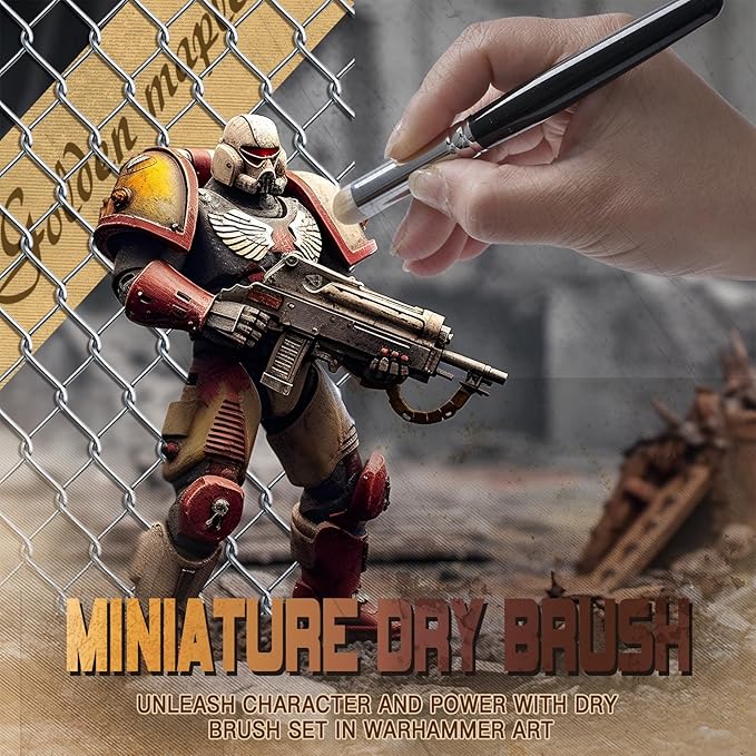 Golden Maple Miniature Paint Brushes Drybrush-10pcs Micro Detail Paint Brush Set, Small Fine Detail Brushes for Acrylic, Watercolors & Paint by Number, Citadel, Figurine, 40k