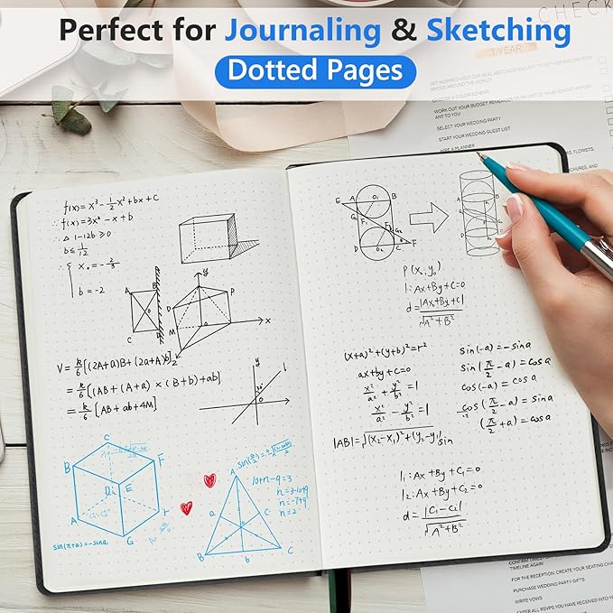 PERCUN Dotted Journal Notebook for Men & Women, 160 Pages Dot Grid notebook for Note Taking, Bullet Journaling Notebook for Work, School, Travel, Writing, A5 Hardcover 5.9" x 8.5"(Black)