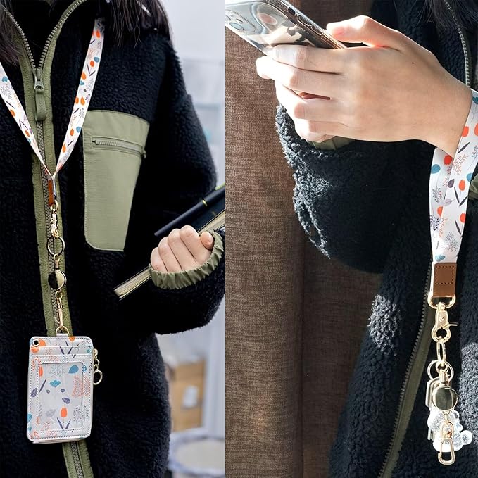 Badge Holder Retractable Clip, Metal Badge Reel Retractable Keychain Carabiner Badge Clip ID Badge Holders with Retractable Cord, 2 Pack (Black,Rose Gold)
