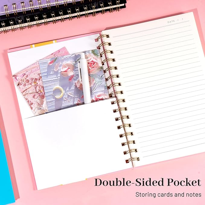 Yoment 3 Pack Spiral Notebook College Ruled A5 Spiral Bound Journal 160 Pages Thick Paper Plastic Hardcover Spiral Notebook 5x7 Wire Bound Notebooks for Note Taking School Office Supplies, 3 Color