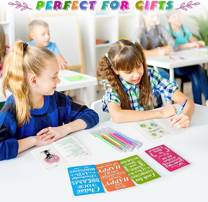 48 Pcs Mini Inspirational Notebooks Bulk with 48 Pcs Colorful Pens, Small Pocket Journal Notepads Set, Motivational Bulk Gifts for Women Men Teacher Student Kids, Fun School Office Supplies,3.5"x5.5"