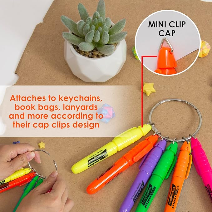 BAZIC Mini Highlighter Pen Assorted Color, Chisel Tip Broad Fine Line Highlighters, Unscented Highlighting Coloring for School Office (5/Pack), 2-Packs