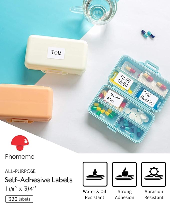 Phomemo [3*320 pcs] Original Labels for M110/M220/M221, 1.18'' x 0.79''(30 x 20mm), Square, White, 320 Labels/Roll, 3 Rolls, Multi-Purpose Self-Adhesive Thermal Labels, ALSO MADE FOR Phomemo M120/M200