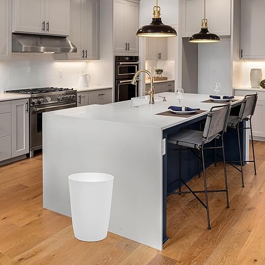 HOLDN’ STORAGE Small Trash Can - 1.58 Gallon Open Top Waste Bin, Compact Waste Can Perfect for Bathroom, Kitchen, Office, Dorm - Durable Garbage Can - Glossy White
