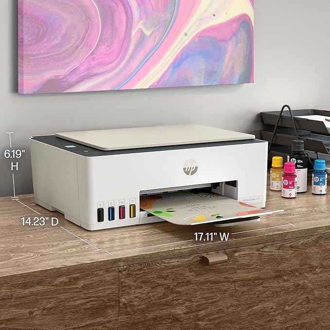 HP Smart Tank 5103 Wireless All-in-One Refillable Ink Tank Printer, Scanner, Copier with 2 Years of Ink and 100 Sheets of Photo Paper Included, Best for Home (5D1B2A)
