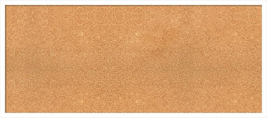 Amanti Art Natural Cork Board for Wall, 19x43 Vision Board with White Frame, Oversize Corkboard Office Decor for Home Organization, Modern Corkboard Pinboard to Display Items for Home Organization in