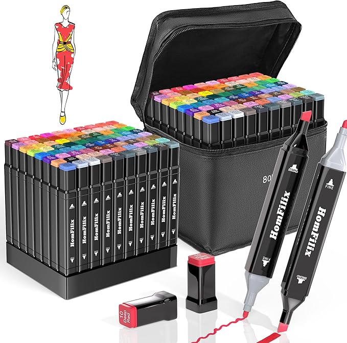 Alcohol Markers, 80 Colors Dual Tip Art Markers, Drawing Markers, Coloring Marker for Kids Sketching Adult Coloring