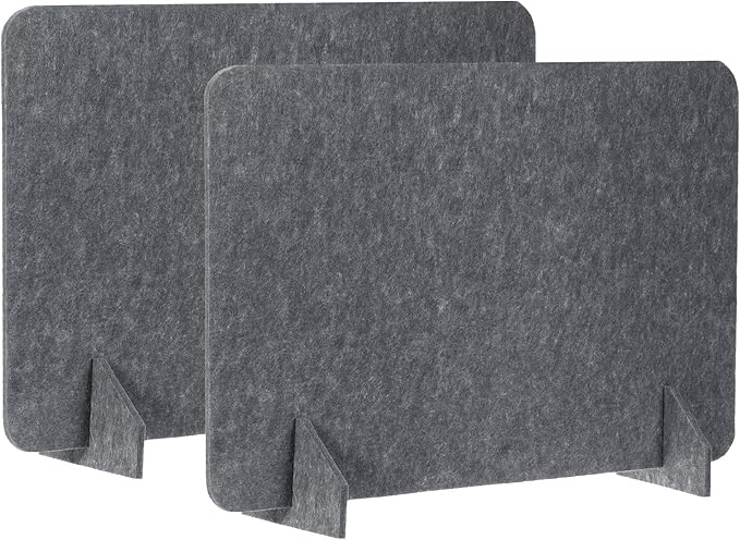 PATIKIL Desk Divider, 2 Set 24 x 16 Inch Acoustic Freestanding Desk Divider Desk Privacy Panel with 4 Pcs Support Feet for Library Office Workstation, Dark Grey