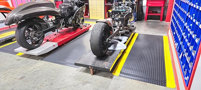 Rhino Mats, American Classic Diamond Anti-Fatigue Mats, Industrial Ergonomic Comfort Standing Mat for Work, Home, Garage, Office, Kitchen or Anywhere (Black/Yellow 1" Thick, 4 FT. x 18 FT.)