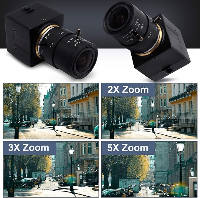 SVPRO 8MP USB Webcam with Zoom Lens,2.8-12mm Optical Zoom Camera with Sony IMX179 Sensor,High Definition Webcam3264x2448 HD Video Camera USB2.0 UVC Plug and Play Camera Support OTG