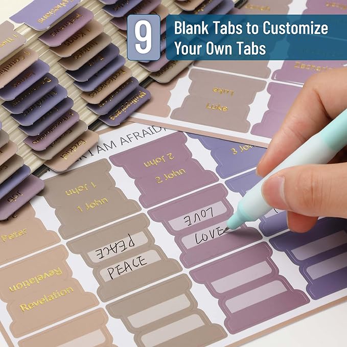 Mr. Pen- Bible Tabs, 75 Tabs, Lavender Fields, Gold Foil Lettering, Laminated Bible Tabs for Women and Men, Bible Tabs for Study Bible Index Tabs, Bible Book Tabs, Bible Labels Tabs