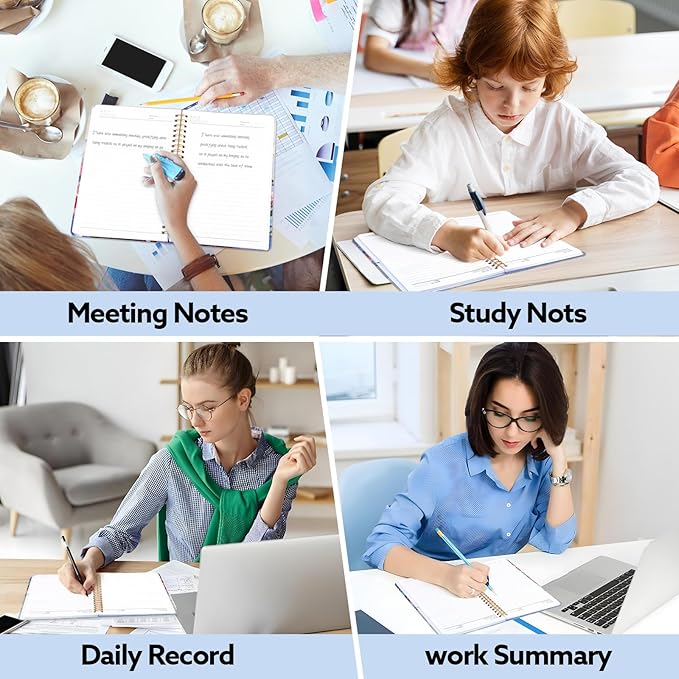 Lined Spiral Notebook, 140 Pages College Ruled Journal for Women A5 Journaling Notebooks for Work & Note Taking Perfect for Men Women Office Home School, 5.9" x 8.3"-Pink Flower