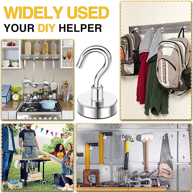 DIYMAG Magnetic Hooks, 30Lbs Strong Heavy Duty Cruise Magnet S-Hooks for Classroom, Fridge, Hanging, Cabins, Grill, Kitchen, Garage, Workplace and Office etc, (500 Pack-Silver),Screw in Hooks