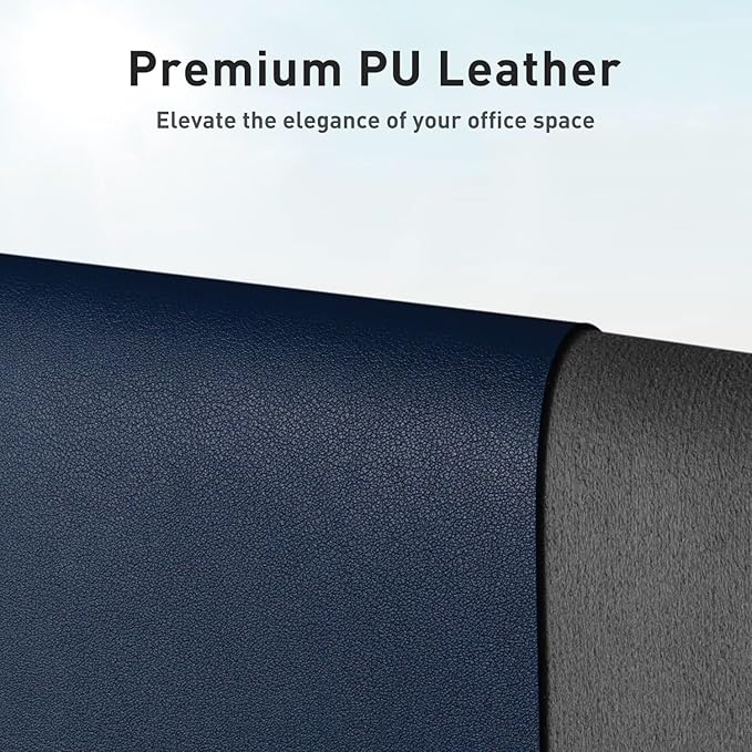 Aothia Leather Desk Pad Protector, Mouse Pad, Office Desk Mat, Non-Slip PU Leather Desk Blotter, Laptop Desk Pad, Waterproof Desk Writing Pad for Office and Home (Dark Blue,23.6" x 13.7")