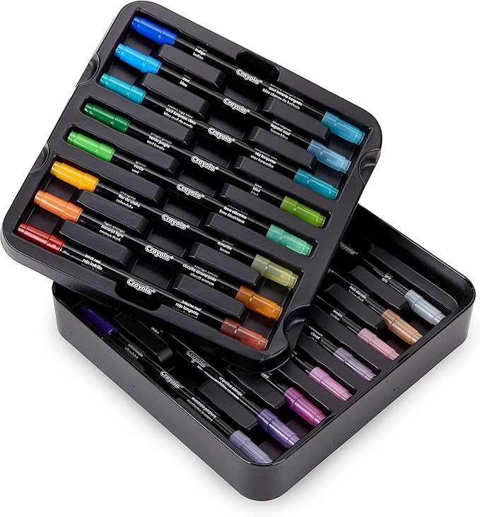 Crayola Sketch & Detail Dual-Tip Markers (16ct), Markers for Adult Coloring, Fine & Brush Tip Art Markers, For Calligraphy & Drawing