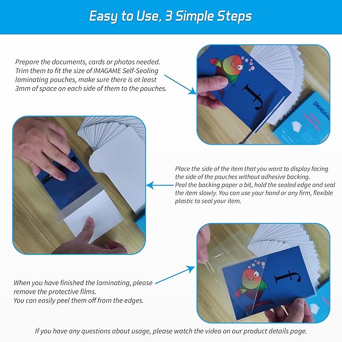 Self-Sealing Laminating Pouches, 5.4" x 7.4'', 18mil, 20 Pack, Easy-to-Use, No Machine Needed, Preserve Photos, Cards & More, Durable, Waterproof Seal, Ideal for Home, Office & School Use