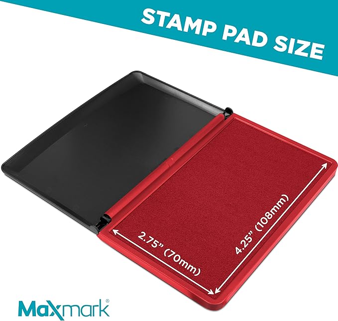 MaxMark Large Red Stamp Pad - 2-3/4" by 4-1/4" - Premium Quality Felt Pad