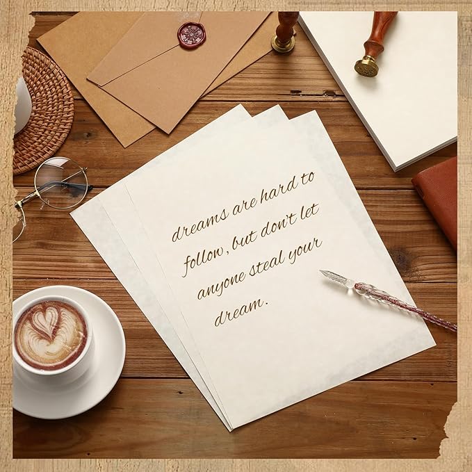 Epakh 200 Sheets Old Age Parchment Paper 8.5 x 11 Inch Standard Letter Vintage Colored Old Parchment Semblance Double Side Printing Paper(Light Gray)