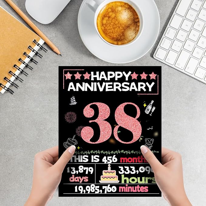 Joycard 38th Anniversary Card for Women, Wedding Card for Wife, Sweet Marriage Decorations Gifts for Couple, Perfect for Her on Anniversary Day, Back in 1987