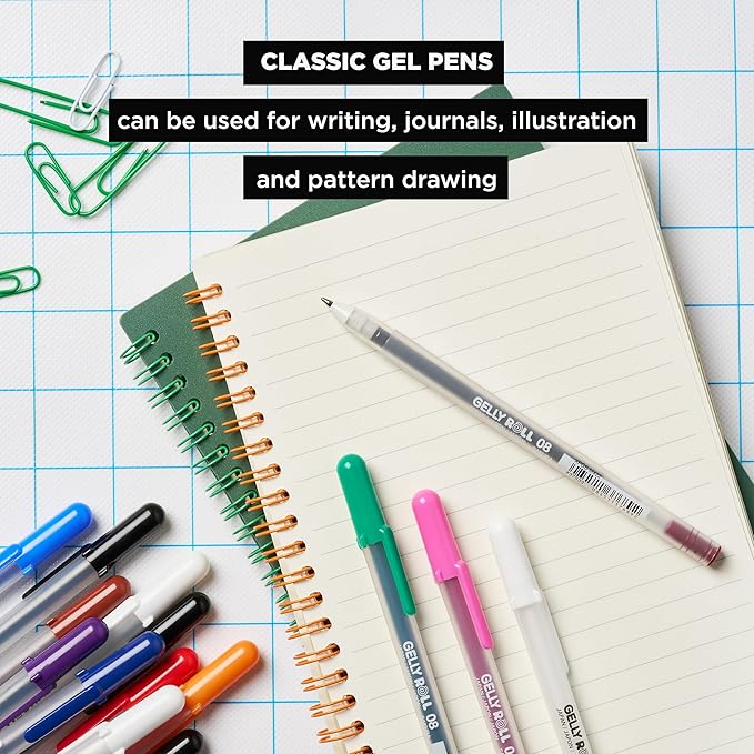 SAKURA Gelly Roll Gel Pens - Medium Point Ink Pen for Journaling, Art, or Drawing - Classic Black Ink - Medium Tip - 3 Pack