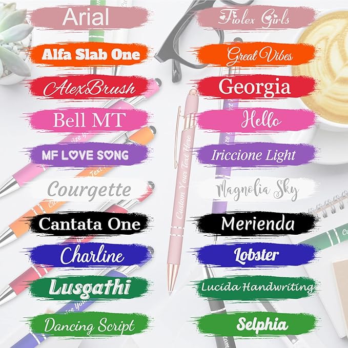 Personalized Pens Bulk 30 with Name Custom Engraving Ballpoint Pens with Stylus Tip Customized Smooth Writing Pens Personalized Gifts for Anniversary Birthday or Graduation(Assorted,Black Ink)