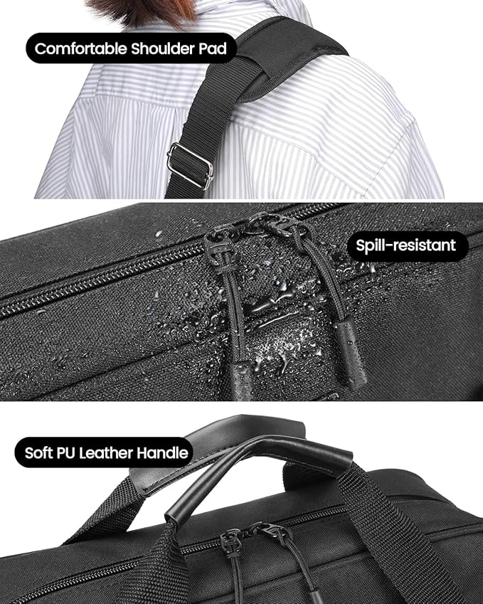 4 Inch 3 Ring Zipper Binder with Shoulder Strap & Handle & Multi-Pocket - 4" Binder with Zipper for School, Compatible with 13-Inch MacBook/Tablet -Patent Design Black