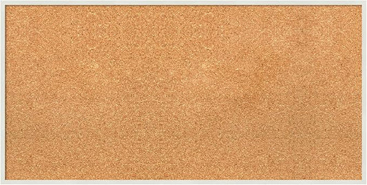 Amanti Art Natural Cork Board for Wall, 17x33 Vision Board with White Frame, Medium Corkboard Office Decor for Home Organization, Modern Corkboard Pinboard to Display Items for Home Organization in