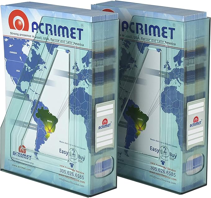 Acrimet Magazine File Holder, Durable Rack, Space-Saving Organizer (Plastic) (Clear Green Color) (2 pack)