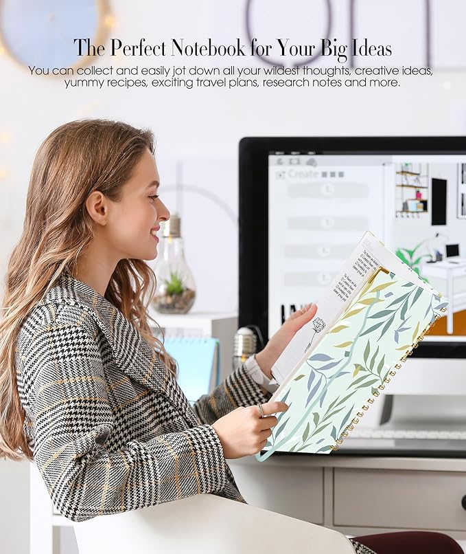 Aesthetic Spiral Notebook Journal for Women, 160 Pages Lined Notebooks 5.75” x 8.38”, A5 Hardcover Spiral Journals with 100 GSM Thick Paper, Cute College Ruled Notebook for Writing Work School