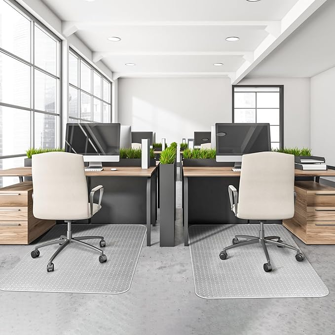 Office Chair Mat for Carpets, Desk Chair Mat for Low Pile Carpeted Floors, Heavy Duty Transparent Office Floor Mat for Office Chair on Carpet, for Work, Home, Gaming (36" X 48" Rectangle)