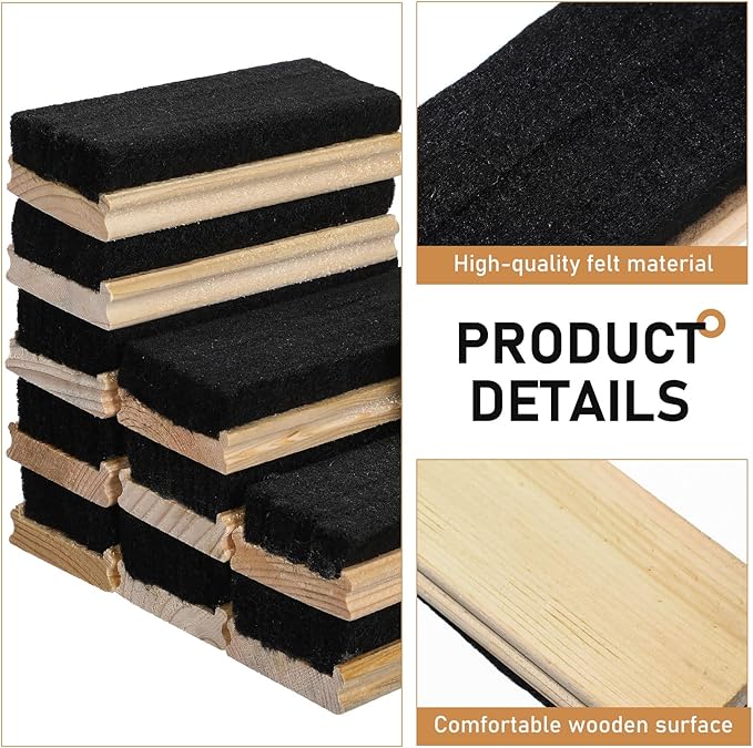 Fumete 108 Pcs Felt Chalkboard Erasers Bulk Back to School Classroom Supplies Wooden Chalk Eraser for Chalkboard Cleaner Duster for Markers White Black Boards Paint School Students Teachers