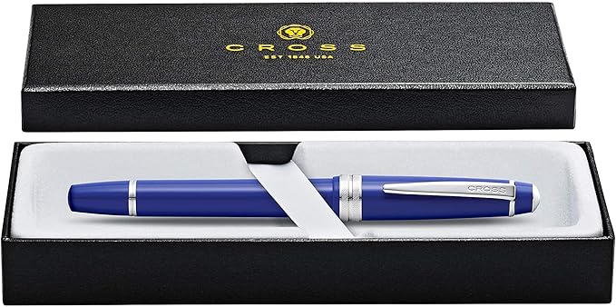 Cross Bailey Light Refillable Fountain Presented in a Everyday Gift Box - Medium Point, Black Ink, Polished Blue